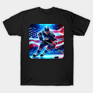 American Man Ice Hockey Player #4 T-Shirt